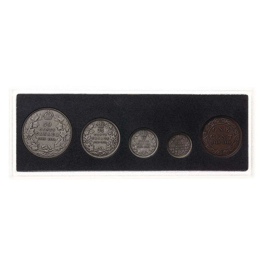 1908-1998 RCM 90th Anniversary Sterling Silver 5 Coin Set - Antique Finish - cscoinsnbanknotes