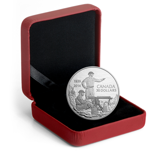 2 oz. Fine Silver Coin - Canadian Machine Gunner in Training - 75th Anniversary of the Declaration