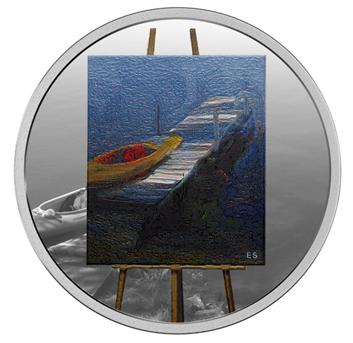 1 oz. Pure Silver Coloured Coin - En Plein Air: A Paddle Awaits - cscoinsnbanknotes