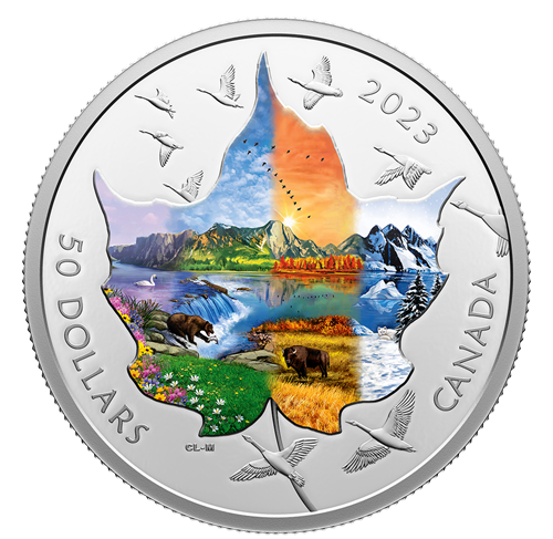 Canadian Collage: Four Seasons - 3 oz. Pure Silver Coin - cscoinsnbanknotes