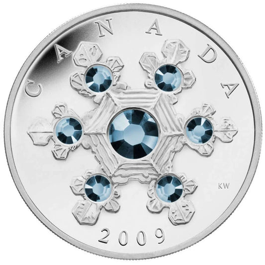 2009 $20 Crystal Snowflake (Blue) - Pure Silver Coin - cscoinsnbanknotes