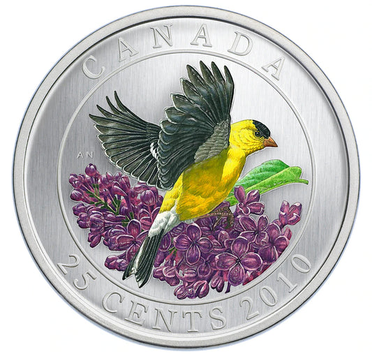 2010 25-Cent Goldfinch Coloured Coin - cscoinsnbanknotes