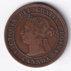 Canada 1888 1c One Large Cent Copper Coin Queen Victoria F Fine #3