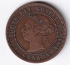 Canada 1893 1c One Large Cent Copper Coin Queen Victoria VF Very Fine