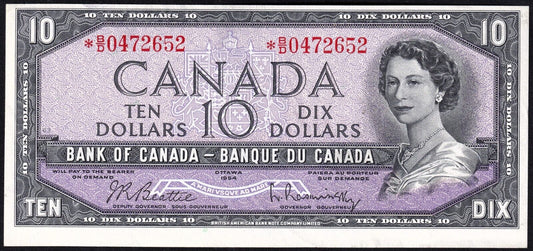 Canada 1954 $10 Ten Dollar Replacement Banknote Beattie - Rasminsky BC-40bA *B/D UNC - cscoinsnbanknotes