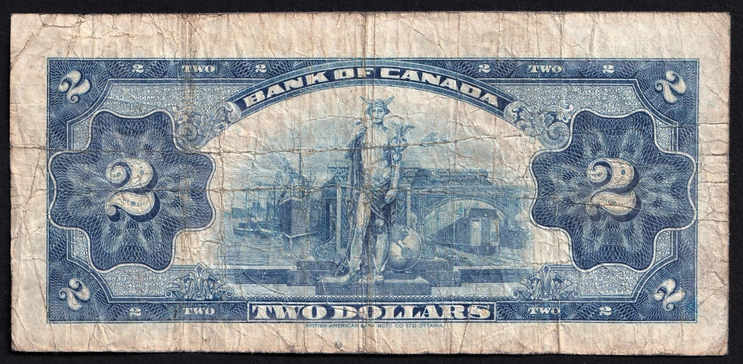 Canada 1935 $2 Two Dollar Banknote Osborne Towers English Note F - cscoinsnbanknotes