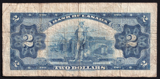 Canada 1935 $2 Two Dollar Banknote Osborne Towers English Note F