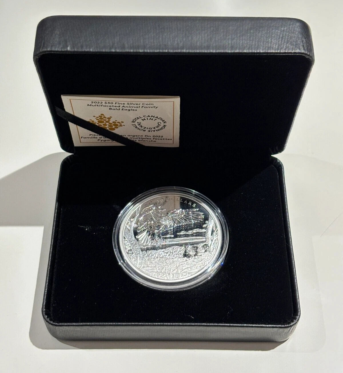 Canada RCM 2022 $30 Fine Silver Coin Multifaceted Animal Family: Bald Eagles