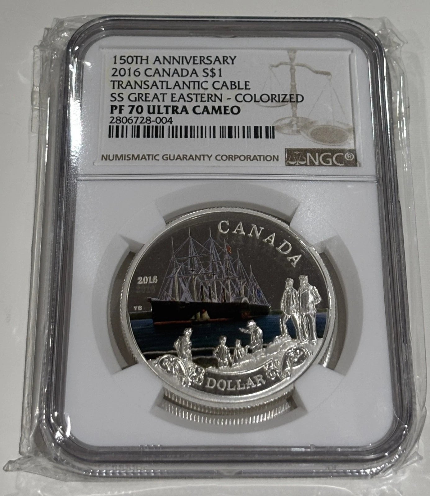 Canada 150th Anniversary Transatlantic Cable $20 Colorized Coin NGC PF-70 UC RCM