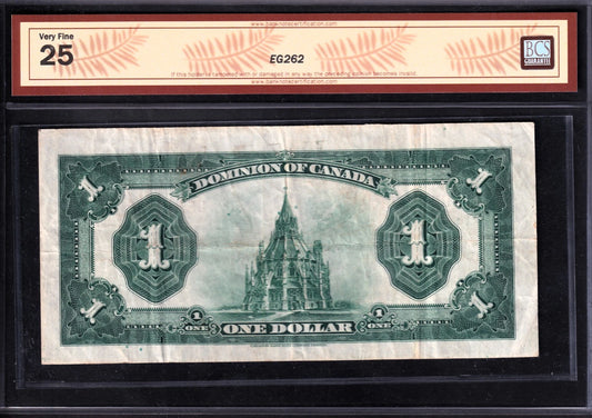 Dominion Of Canada 1923 $1 One Dollar Banknote BCS Graded VF25 Black Seal Group3 - cscoinsnbanknotes