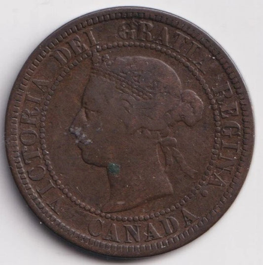 Canada 1882 H 1 Cent One Large Cent Coin Queen Victoria Obverse