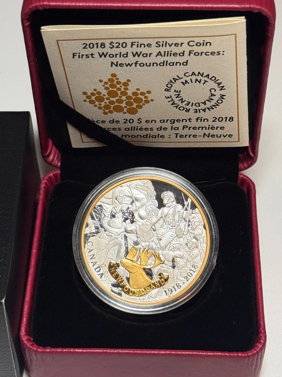2018 $20 First World War Allied Forces: Newfoundland Pure Silver Coin
