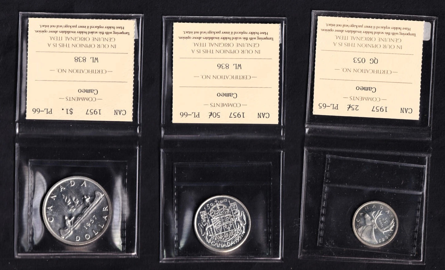 1957 Canada Proof Like Set Certified By ICCS Mostly All PL-66, One PL-65 Cameo - cscoinsnbanknotes