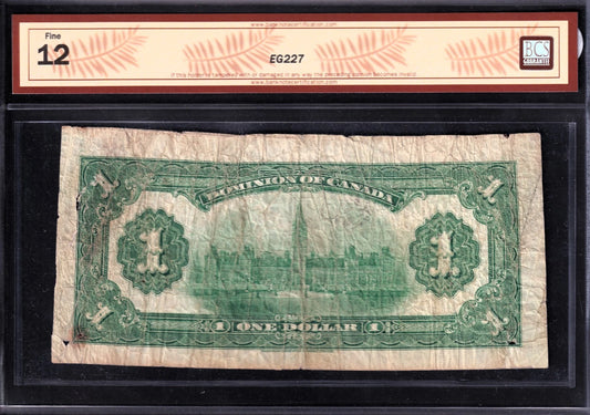 Dominion Of Canada 1917 $1 One Dollar Banknote BCS Graded F15 No Seal Series Y - cscoinsnbanknotes