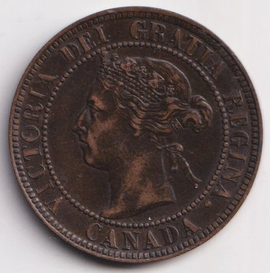 Canada 1895 1 Cent One Large Cent Coin Queen Victoria Extra Fine