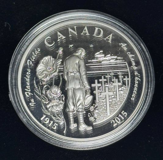 2015 Canada $20 Fine Silver Coin - 100th anniversary Of In Flanders Fields