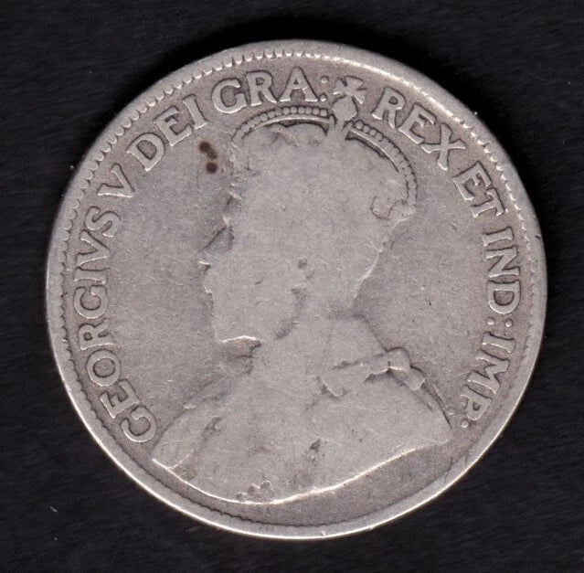 Canada 1915 25c Twenty Five Cent Silver Coin King George V G Good .925 Silver