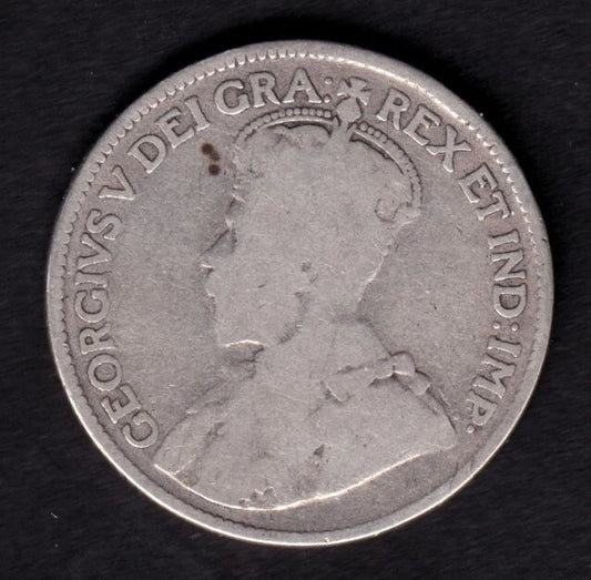 Canada 1915 25c Twenty Five Cent Silver Coin King George V G Good .925 Silver