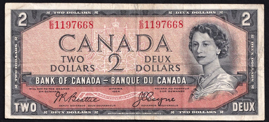 Canada 1954 $2 Two Dollar Devils Face Banknote Beattie - Coyne E/B BC-30b VF - cscoinsnbanknotes