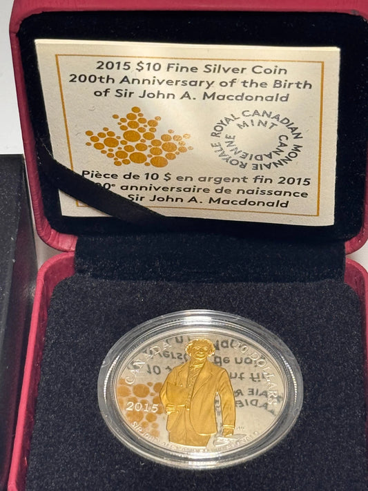2015 $10 Fine silver 200th Anniversary of the Birth of Sir John A. MacDonald