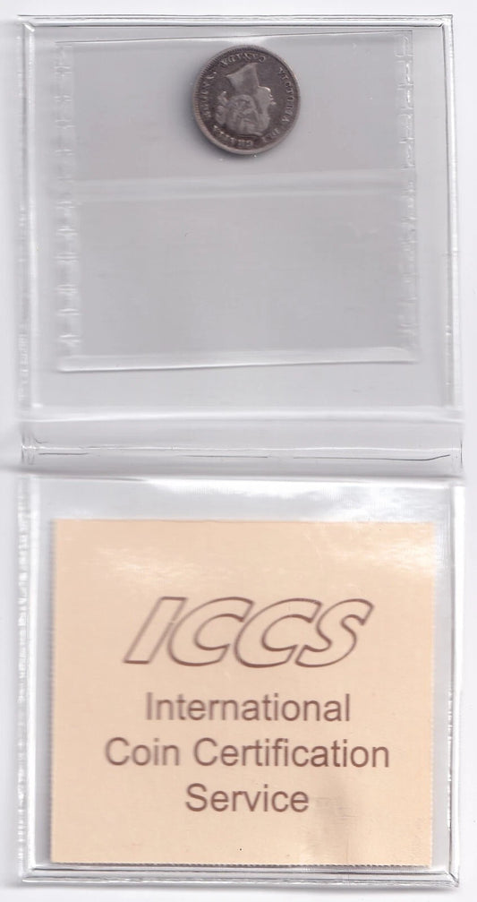 Canada 1874 5c Five Cent Silver Coin ICCS Graded F 12 Crosslet 4 .925 Silver - cscoinsnbanknotes