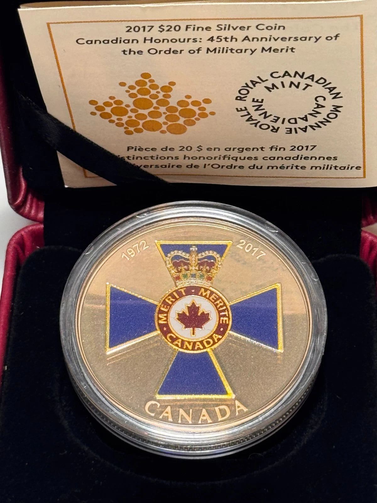 2017 $20 Canadian Honours: Order of Military Merit Fine Silver Coin - Complete