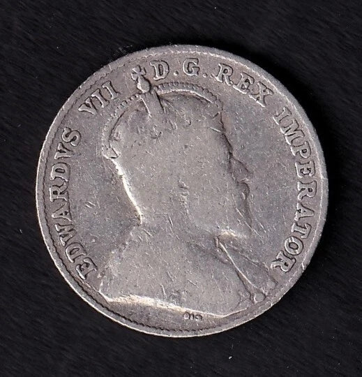 Canada 1909 10c Ten Cent Silver Coin King Edward VII .925 Silver Broad Leaves