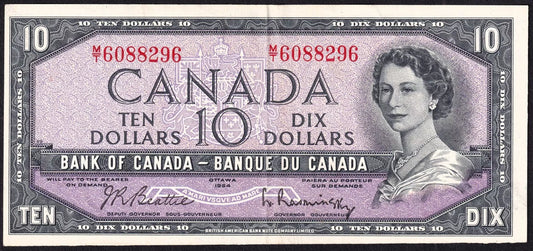 Canada 1954 $10 Ten Dollar Banknote Beattie - Rasminsky BC-40b XF - cscoinsnbanknotes