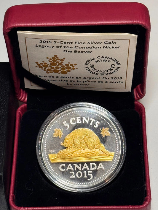 2015 5c Legacy of the Canadian Nickel: The Beaver - Pure Silver Coin