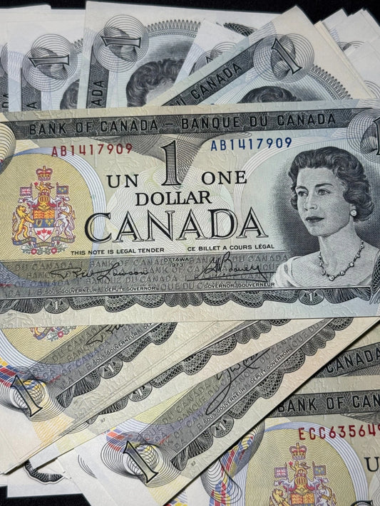 1973 Canada $1 Dollar Banknote – AU/UNC – Sharp & Crisp Random From Lot