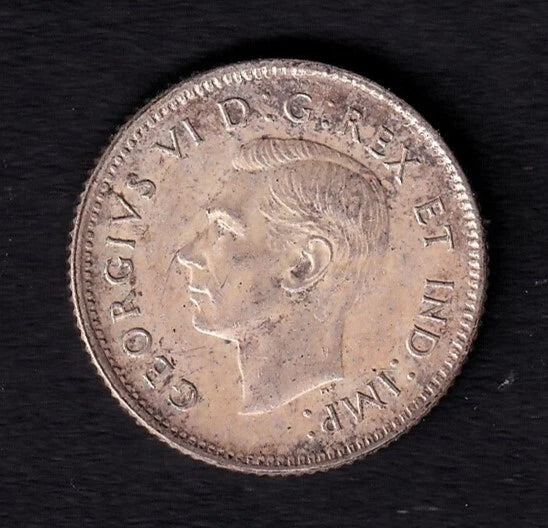 Canada 1944 10c Ten Cent Silver Coin King George VI Almost UNC .800 Silver