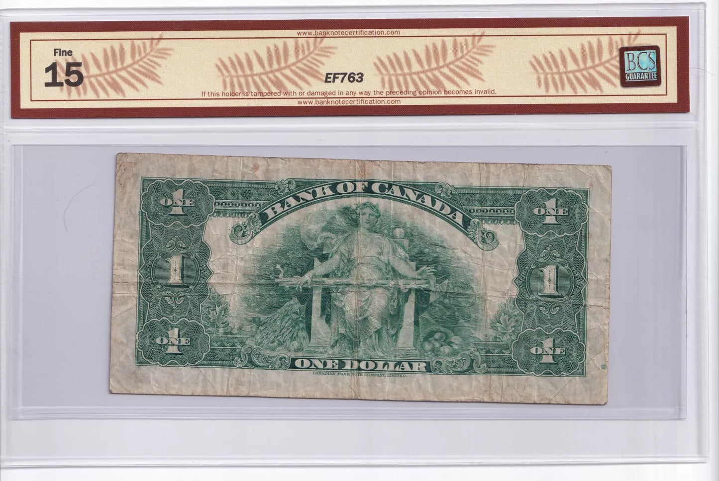 1935 Bank of Canada $1 - Series B - Canada’s First Banknote Series A BCS F-15 - cscoinsnbanknotes