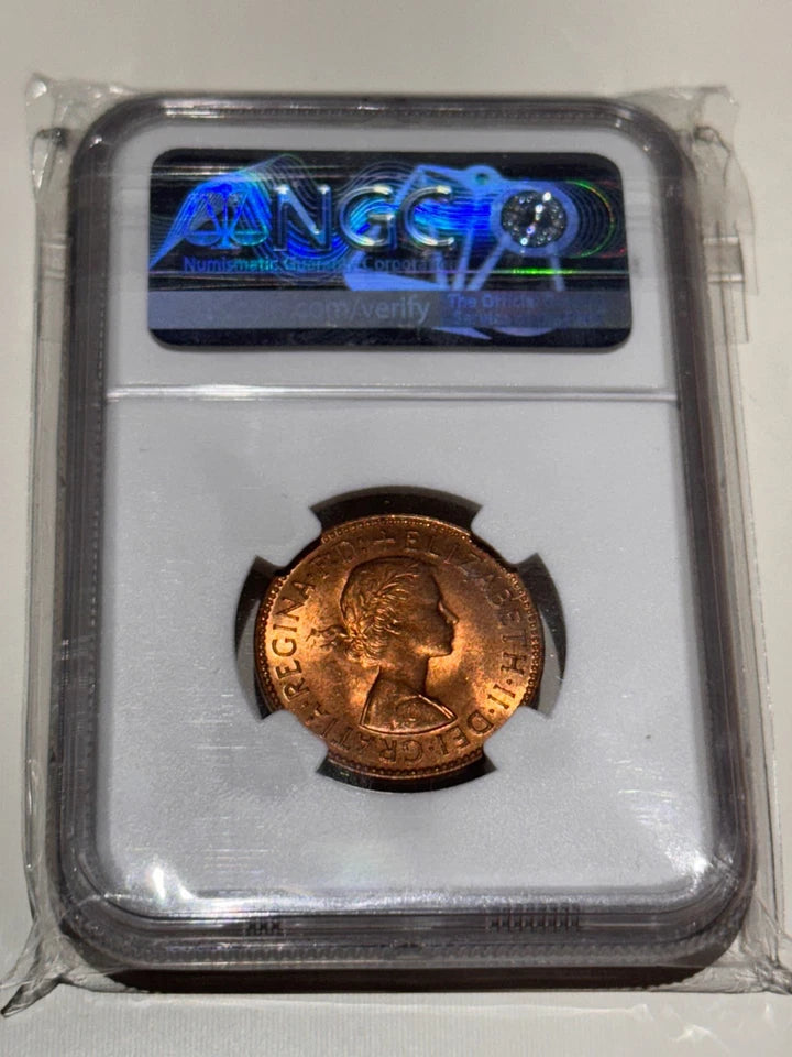 1967 Great Britain 1/2 Penny NGC Certfied MS-63 Red Quality