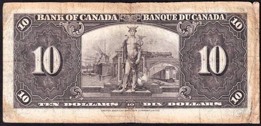 Canada 1937 $10 Ten Dollar Banknote Coyne - Towers BC-24c F+ Fine Plus - cscoinsnbanknotes