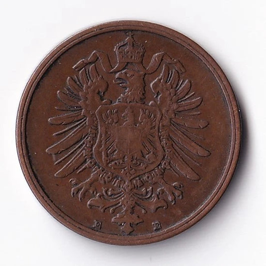 Germany 1874E 2pf Two Pfennigs Copper Coin Emperor Wilhelm I Minted Mildenhutten - cscoinsnbanknotes