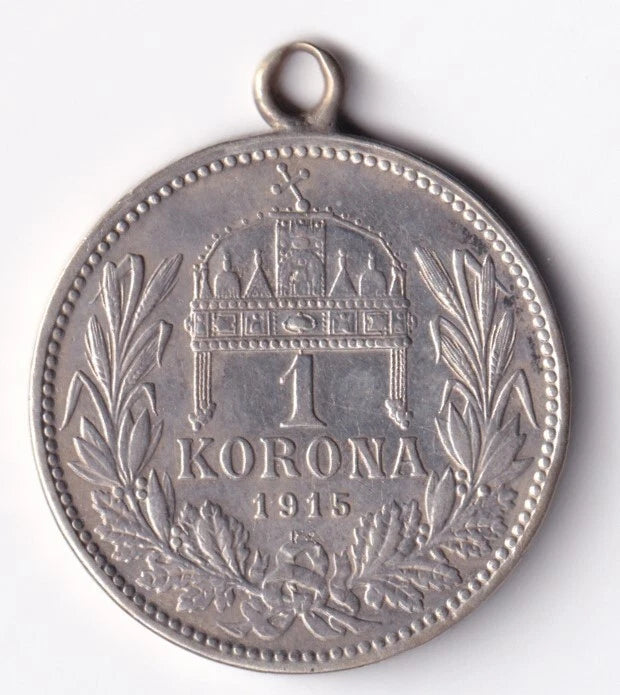 Hungary 1915 One Korona Silver Love Token .835 Silver - cscoinsnbanknotes