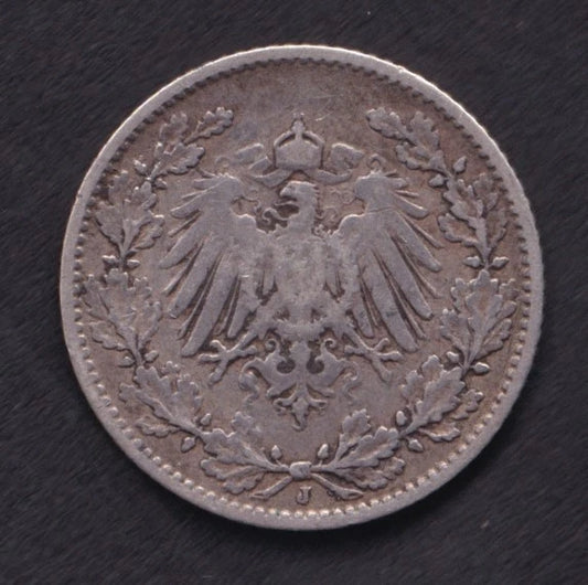 Germany 1907 1/2 One Half Mark Silver Coin Emperor William II .900 Silver - cscoinsnbanknotes