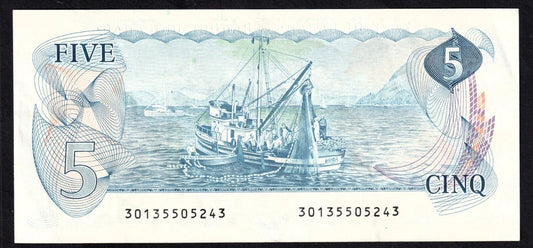 Canada 1979 $5 Five Dollar Banknote Lawson - Bouey AU - Almost Uncirculated BC-53a - cscoinsnbanknotes