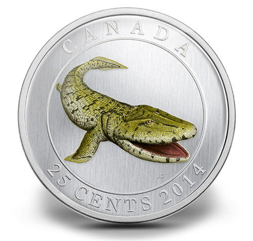 2014 Prehistoric Creatures: Tiktaalik - 25-Cent Coloured Glow-in-the-Dark Coin - cscoinsnbanknotes