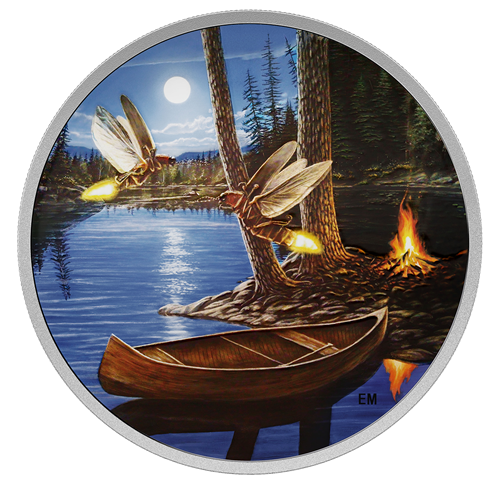 2 oz. Fine Silver Glow-in-the-Dark Coin – Moonlight Fireflies - cscoinsnbanknotes