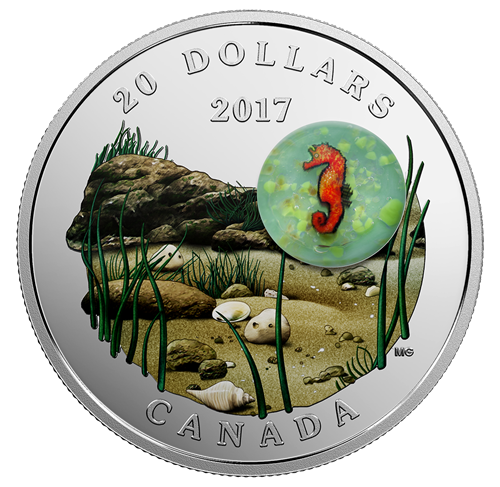 1 oz. Pure Silver Coloured Coin - Under the Sea: Seahorse $20 Coin - cscoinsnbanknotes