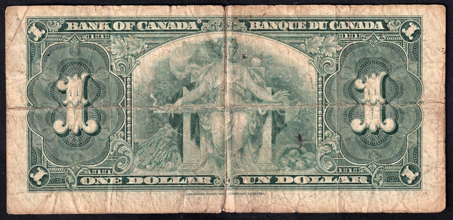 Canada 1937 $1 One Dollar Banknote Coyne - Towers L/N 1789435