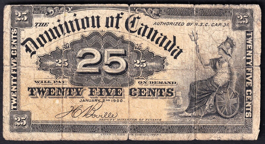 1900 Dominion of Canada 25c Shinplaster Note Bouville