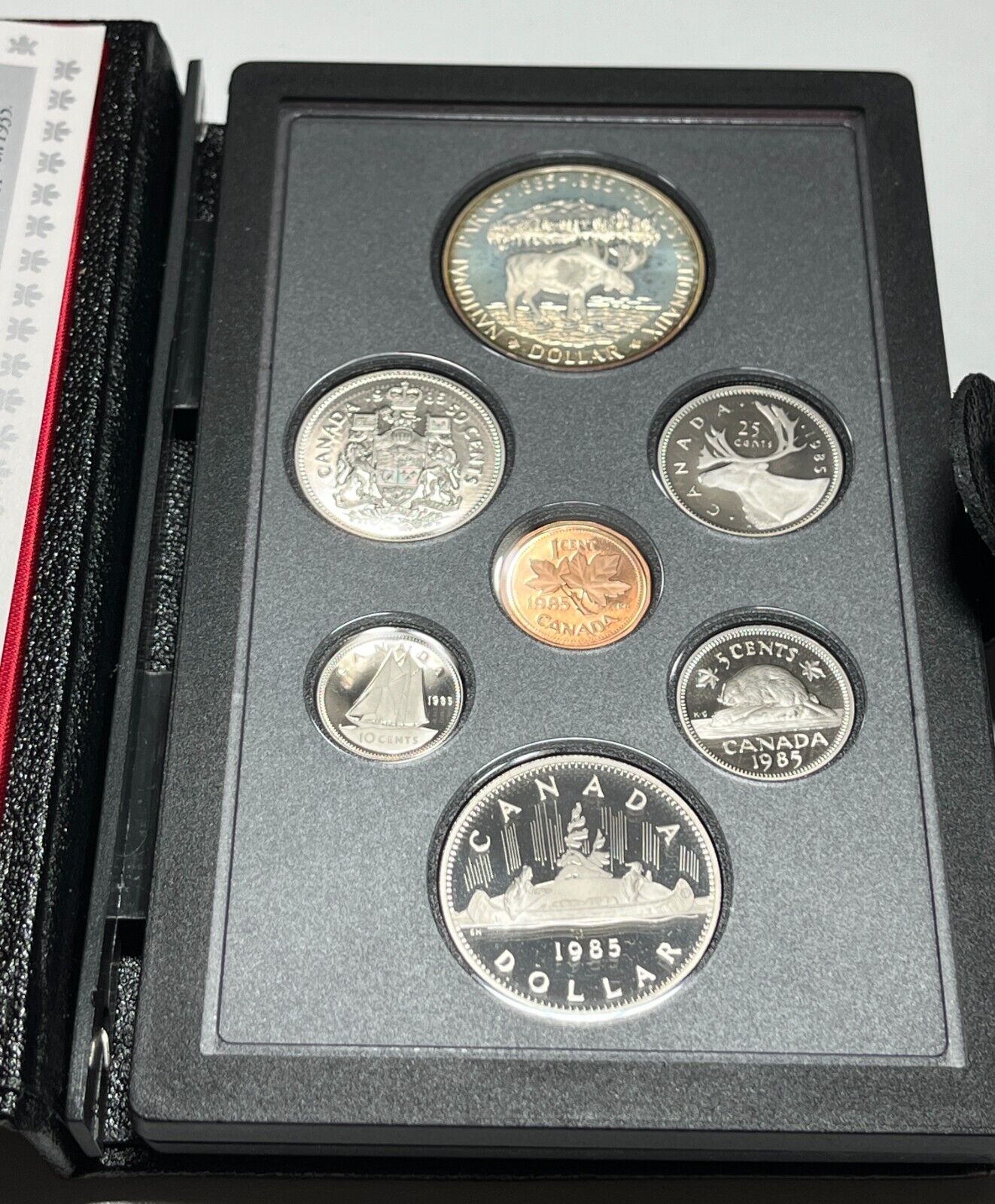 1985 Canada Double Dollar Prestige Set Moose Silver Dollar Mint Set With COA