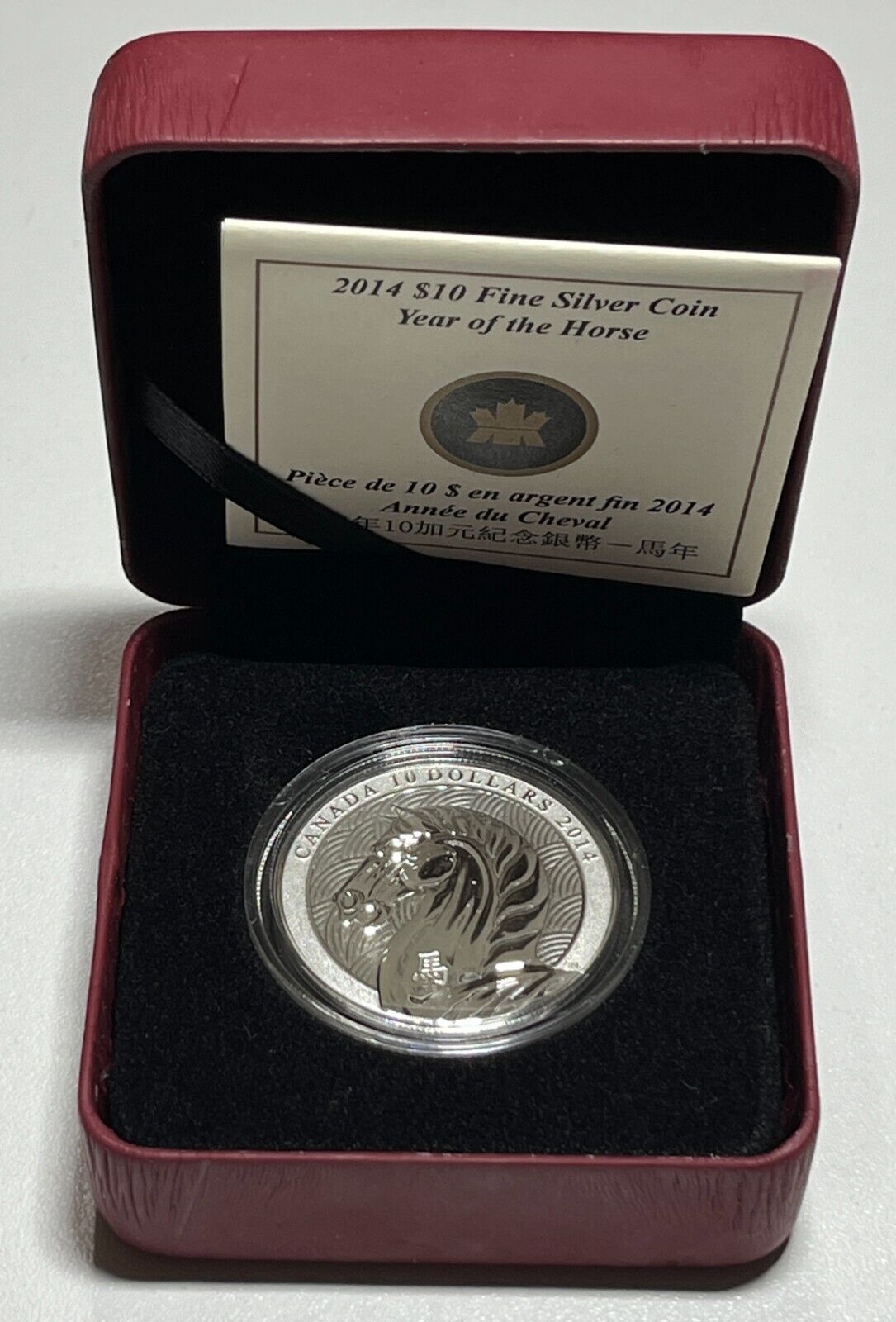 2014 Canada $10 Fine Silver Coin - Year of the Horse 1/2oz Silver W Box + COA