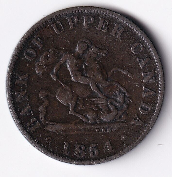 Bank Of Upper Canada 1854 Half Penny Dragonslayer Token PC-5C1 BR-720 #6