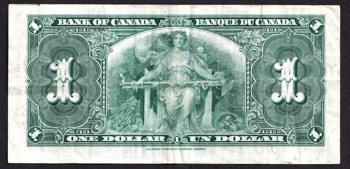 Canada 1937 $1 One Dollar Banknote Coyne - Towers M/N 5009914 Nice Colour