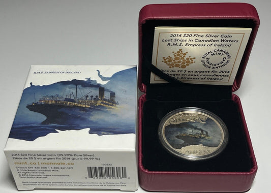 2014 Silver RMS Empress of Ireland Color Proof $20 Fine Silver 1oz Coin