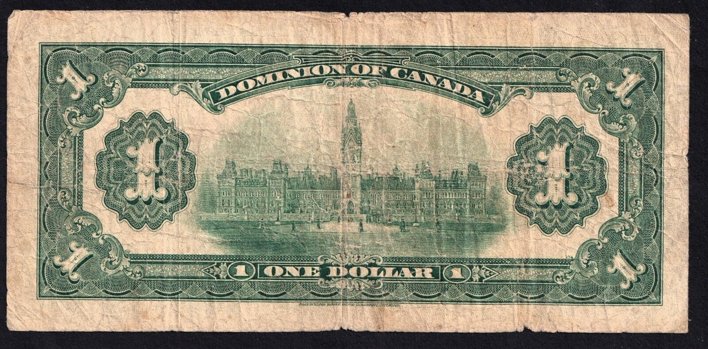 Dominion Of Canada 1917 $1 One Dollar Banknote Boville P - 035669