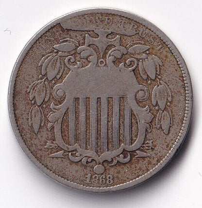 USA United States 1868 Five Cent Shield Nickel Philadelphia Nice Coin #2